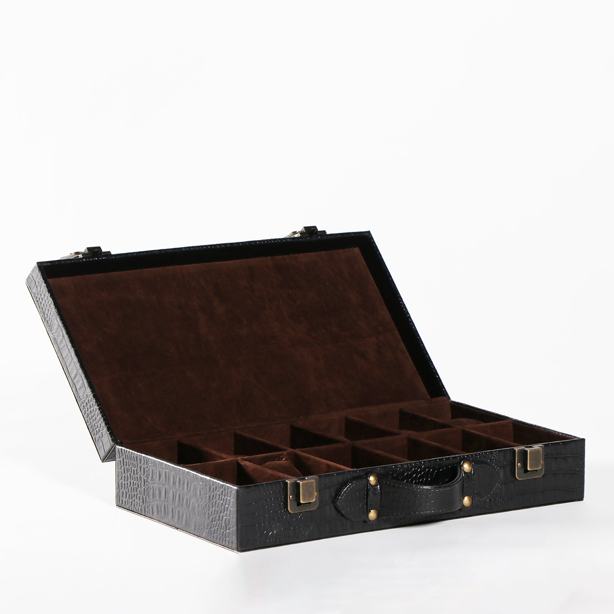 Croco Leather Watch Box For 12 Watches
