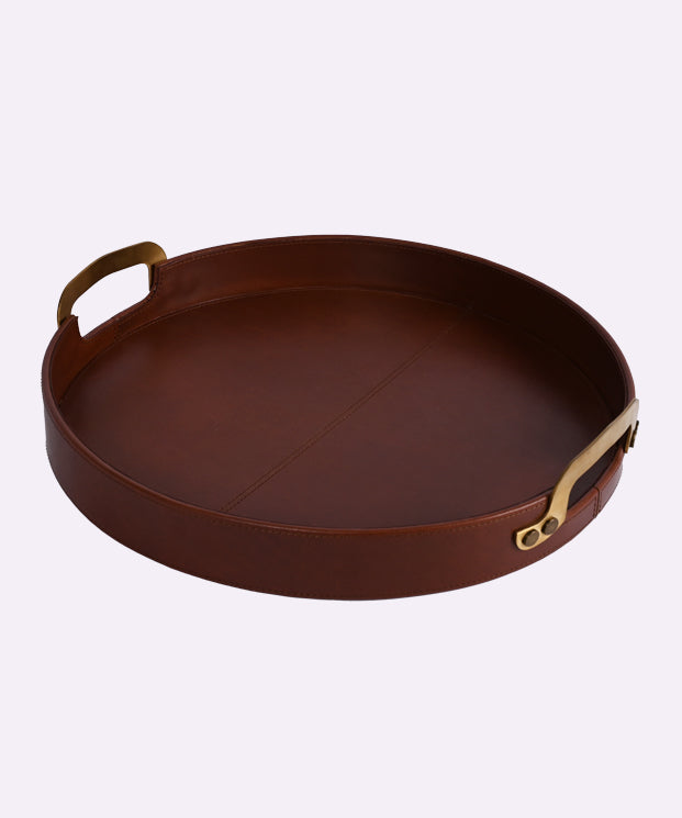 Round Leather Multipurpose Tray