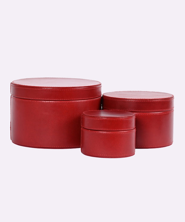 Real Leather Organizer Round Box