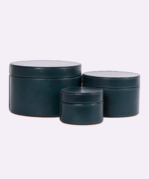 Real Leather Organizer Round Box