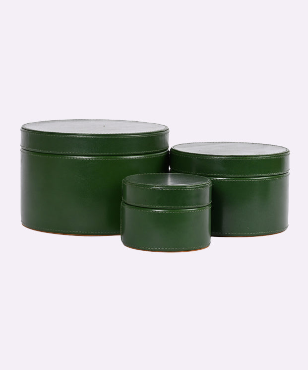 Real Leather Organizer Round Box